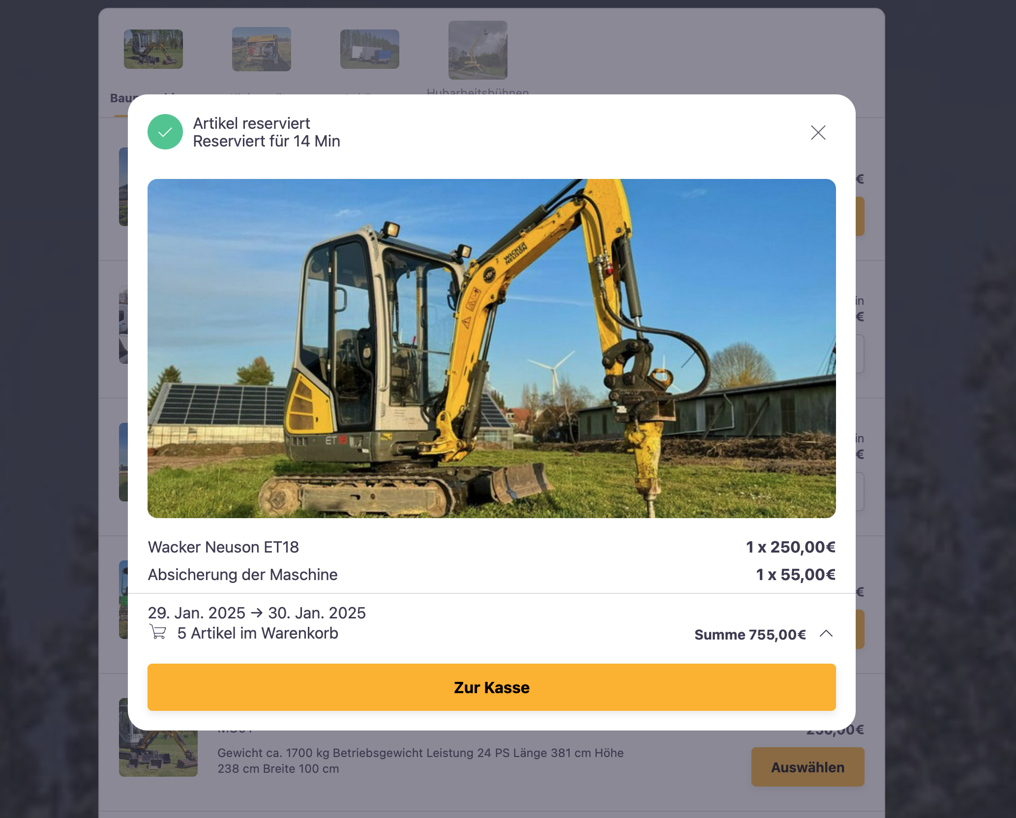 VGV Direkt Mieten Lieferadresse